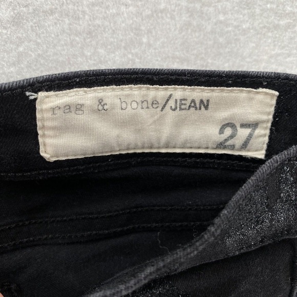 Rag & Bone Legging Jeans Size 27 Black Waxed Skinny Textured Stretch Jegging - Picture 6 of 11